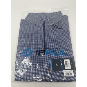 Ibkul 1/4 Zip Mini Check Long Sleeve Mock Neck Top UPF 50+ Womens XXL NEW